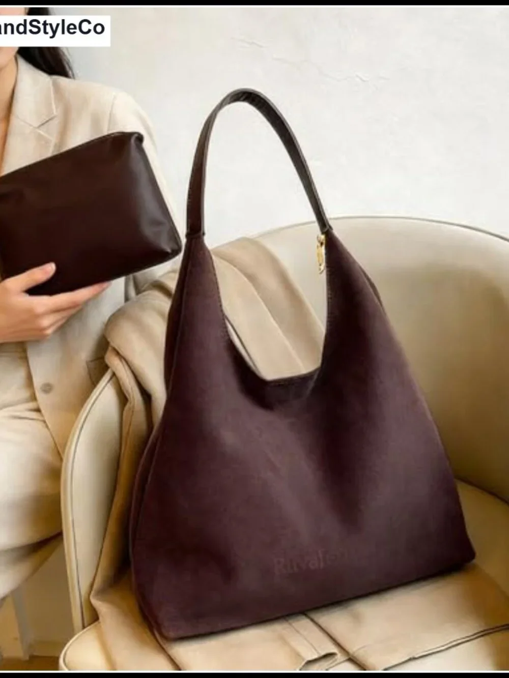 Suede Shoulder Bag Women Large Hobo Tote Purse with Zipper